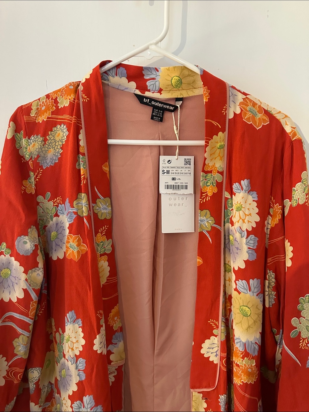 H&M Red Floral Kimono Blazer
